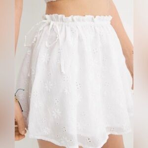 Aerie Side Tie Floral Embroidered Mini Skirt